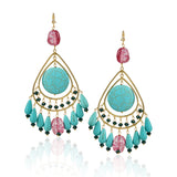 Gold Plated Bala Turquoise Hoop Earrings