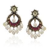 Silver Plated Bala Kundan Pearl Earrings