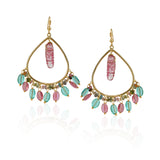 Gold Plated Bala Tourmaline Fluorite Hoop Earrings
