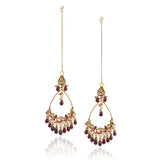 Gold Plated Bala Kundan Ruby Hoop Earrings