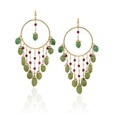 Gold Plated Bala Onyx Jade Hoop Earrings