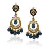 Gold Plated Kundan Iolite Hoop Earrings