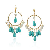 Gold Plated Bala Turquoise Hoop Earrings
