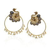 Gold Plated Bala Peacock Tourmaline Hoop Earrings