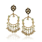 Gold Plated Bala Kundan Hoop Earrings