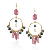 Gold Plated Tourmaline Hoop Earrings