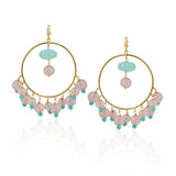 Gold Plated Rose Quartz Hoop Earrings