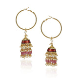 Gold Plated Bala Red Enamel Hoop jhumki Earrings