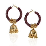 Gold Plated Garnet Hoop Earrings
