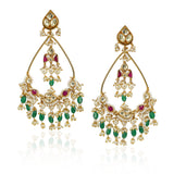 Gold Plated Bala Kundan Hoop Earrings