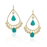 Gold Plated Bala Turquoise Pearl Hoop Earrings