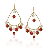 Gold Plated Carnelian Quartz Hoop Earrings