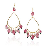 Gold Plated Bala Tourmaline Pearl Hoop Earrings