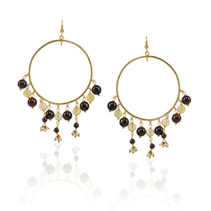 Gold Plated Garnet Hoop Earrings