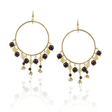 Gold Plated Garnet Hoop Earrings