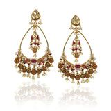 Gold Plated Bala Kundan Hoop Earrings