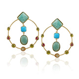 Gold Plated Bala Kundan Prehnite Turquoise Earrings