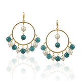 Gold Plated Bala Turquoise Pearl Hoop Earrings