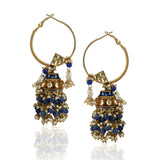 Gold Plated Bala Kundan Iolite Jhumki Hoop Earrings