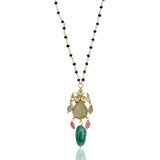 Gold Plated Ratnahaar Carved Fluorite Necklace