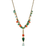 Gold Plated Ratnahaar Kundan Malachite Coral Necklace