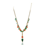 Gold Plated Ratnahaar Kundan Malachite Coral Necklace