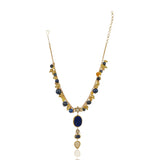 Gold Plated Ratnahaar Kundan Lapiz Carved Citrine Necklace