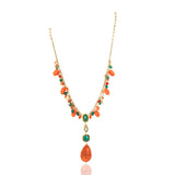 Gold Plated Ratnahaar Carved Coral Kundan Necklace