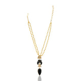 Gold Plated Ratnahaar Kundan Black Onyx Carved Leaf Necklace