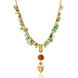 Gold Plated Ratnahaar Kundan Green Onyx Carnelian Necklace
