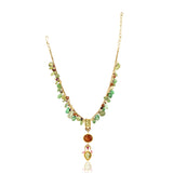 Gold Plated Ratnahaar Kundan Green Onyx Carnelian Necklace