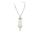 Anokhi  Silver Kundan Peacock Tassel Fringe Necklace Set