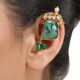 Gold Plated Kundal Green Tourmaline Earcuff Pair
