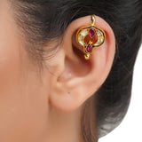 Gold Plated Kundal Red Kundan Earcuff Pair