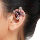 Silver Plated Kundal Zircon Ruby Earcuff Pair