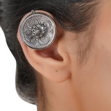 Silver Plated Kundal Disc Zircon Earcuff Pair