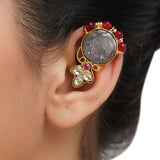 Gold Plated Kundal Mother of Pearl Kundan Earcuff Pair
