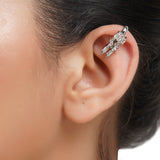 Silver Plated Kundal Zircon Baguette Earcuff Pair