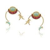 Anokhi  Kundan Tota Enamel Hoop Earrings