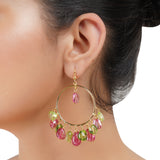 Gold Plated Balan Tourmaline Peridot Hoops
