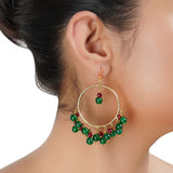 Gold Plated Balan Green Onyx Garnet Hoops