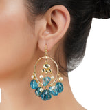 Gold Plated Balan Kundan Topaz Hoops