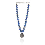 Silver Plated Dor Lapis Zircon Ball Necklace Set