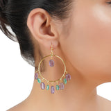 Gold Plated Balan Amethyst Fluorite Hoops