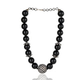 Silver Plated Dor  Zircon Black Onyx Necklace Set