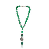 Silver Plated Dor Green Onyx  Zircon Necklace Set