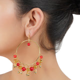 Gold Plated Balan Coral Gold Beads Hoops