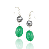 Silver Plated Dor Green Onyx  Zircon Necklace Set