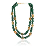 Gold Plated Dor Green Onyx Necklace Set