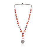 Silver Plated Dor Coral Zircon Necklace Set
